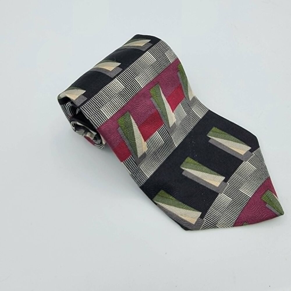 Croft & Barrow Men's Multicolored Woven Basketweave Silk Necktie size 57 x 4